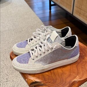 P448 John Gilded Silver and Purple Glitter Sneakers